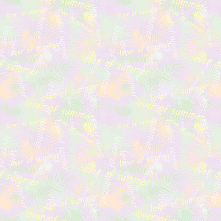 Seamless repeating background of palm leaves and the inscription of summer loverのイラスト素材