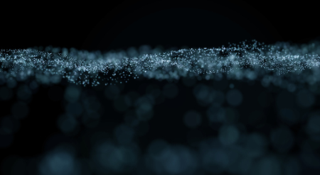 Abstract background consisting of waves and particlesの写真素材