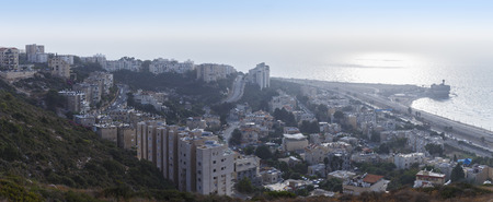 Panorama of Haifa at sunsetの写真素材