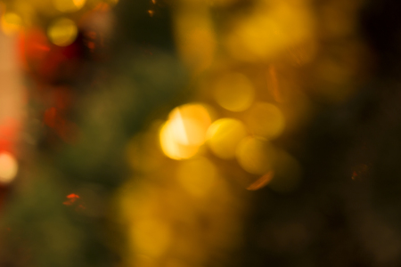 Christmas tree with garlands in out of focusの写真素材