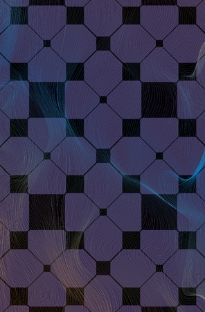 Abstract pattern of squares, triangles and circles.