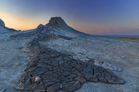 Mud volcanoes in Gobustan at sunset