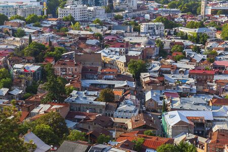 Roofs of houses of old Tbilisiの写真素材