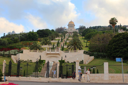 Haifa, Israel - August 05, 2017: Bahai Gardens in summer in Haifaのeditorial素材
