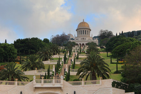 Haifa, Israel - August 05, 2017: Bahai Gardens in summer in Haifaのeditorial素材