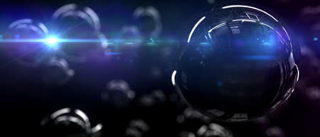 Abstract technology background of reflective spheres. 3d render