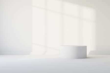 White room with shadow from the light from the window. 3d renderingの写真素材