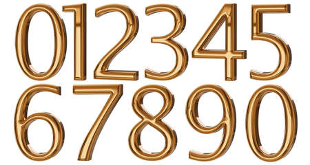 3d numbers made of gold. 3d rendering