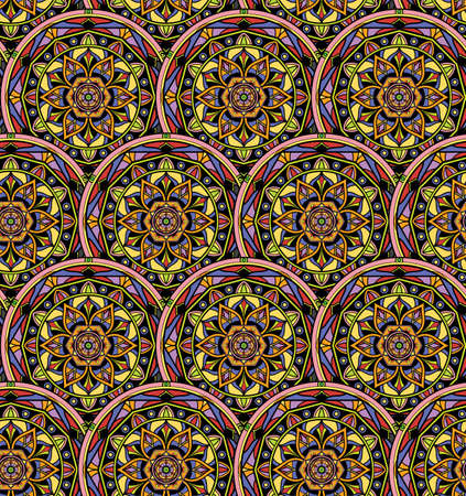 Seamless repeating oriental pattern. Mandala illustration.のイラスト素材