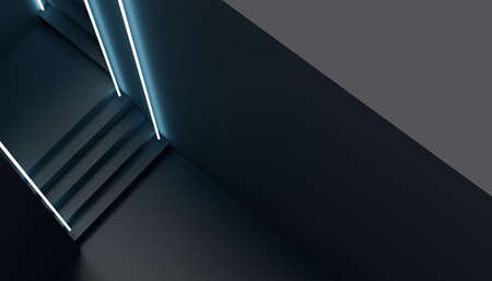 Abstract staircase in the corridor. 3d render