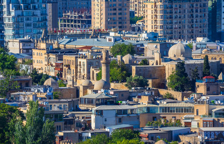 BAKU, Azerbaijan - MAY 28, 2022: View of the old city in Baku