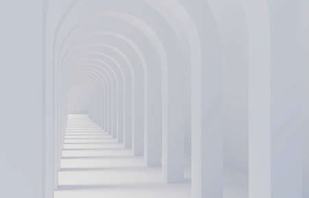 Abstract arched corridor extending into perspective.3d renderingの写真素材