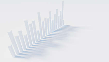 3d rectangles of different heights on a white background. Simulation of statistics graphs. 3d...
