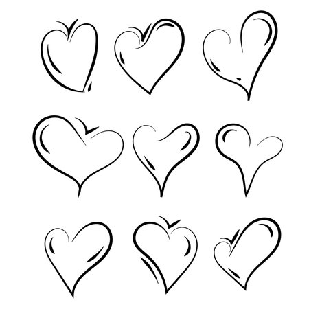 Set of different design hearts isolated on white backgroundのイラスト素材