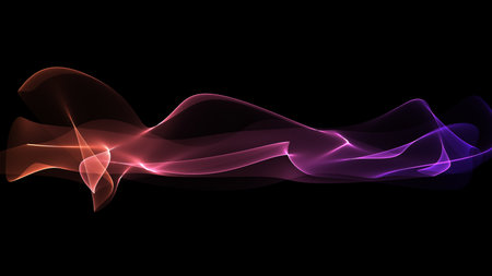 Abstract sound waves on black backgroundの写真素材