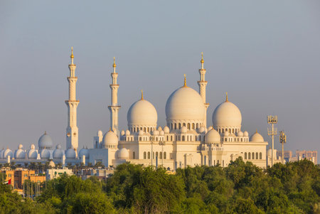 Abu Dhabi, UAE - April 22, 2023: Sheikh Zayed Grand Mosque at duskのeditorial素材
