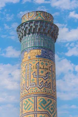 Samarkand, Uzbekistan - Corner column of the madrasah in Samarkandの写真素材