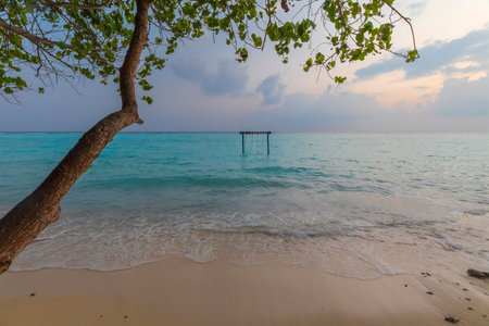 Indian Ocean coast in the Maldivesの写真素材