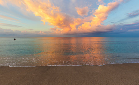 Sunrise over the Mediterranean Seaの写真素材