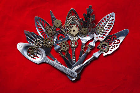 spoon with gearsの写真素材