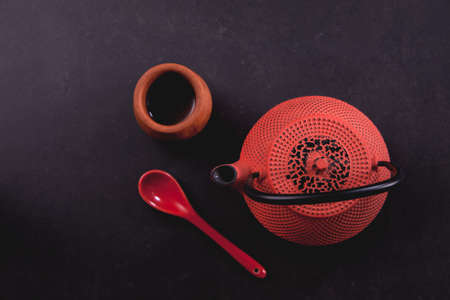 Rustic oriental teapotの写真素材