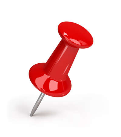 Red pushpin. 3d image. Isolated white background.の写真素材