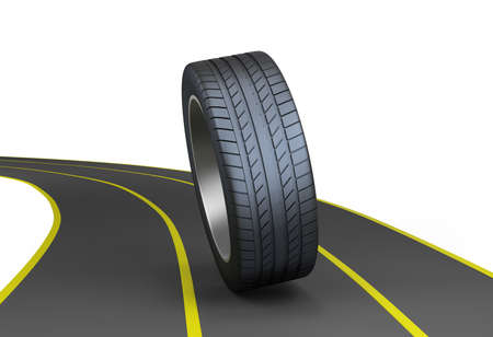 Automotive tires on the highway. 3d image. の写真素材