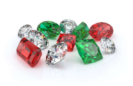 Many beautiful gems on a light background. 3d image. Light background.の写真素材