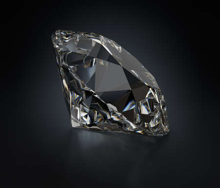 Large black diamond. 3d image. Dark background.