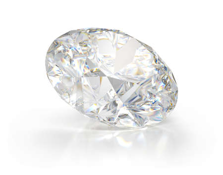 Large diamond jewel. 3d image. White background.の写真素材