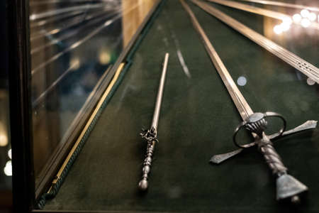 swords and black powder gun from middle age and renaissanceのeditorial素材