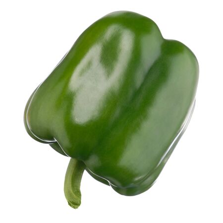 Closeup of a green pepper isolated on white backgroundの写真素材