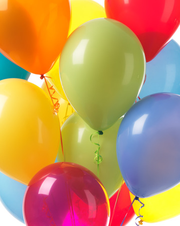 Colorful helium balloons abstract holiday party backgroundの写真素材