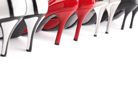 High heel womens shoes closeup of heelsの写真素材
