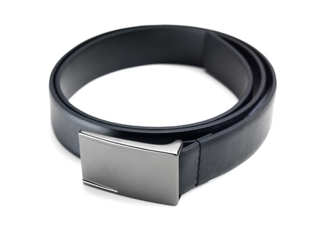 Close up of stylish fashionable black leather beltの写真素材