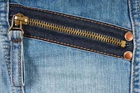 Zipped pocket of jeansの写真素材