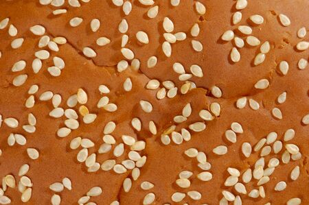 Sesame bun top view macro texture backgroundの写真素材