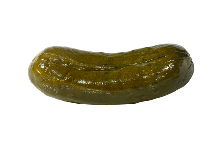 Large dill pickle close-up isolated silhouette with a clipping path on white backgroundの写真素材