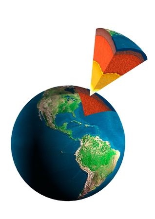 Structure of earth conceptual scientific colorful 3D illustration Isolated on white backgroundの写真素材