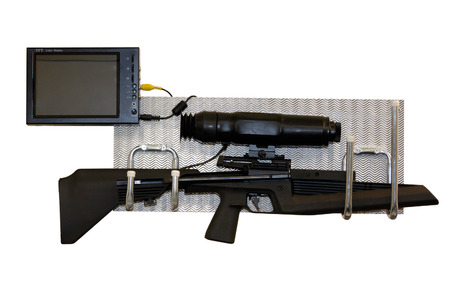 Russian baikal infrared imager with TFT display isolated silhouette with clipping path over white backgroundの写真素材