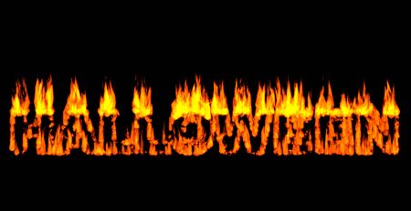 Burning word Halloween 3D illustrationの写真素材