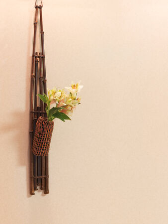 Oriental wall decor flowers and bambooの写真素材