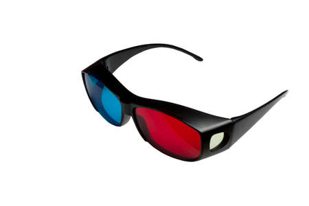 3D stereo glasses on a white background anaglyphの写真素材
