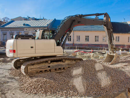 excavator doing roadworks