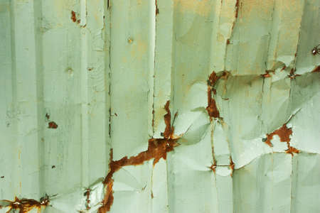 background light green aluminum, metallic texture and rust, crumpled after hittingの写真素材