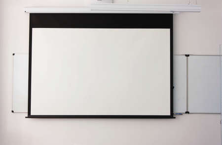 Empty white board on the wall in the study roomの写真素材