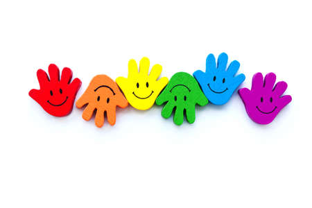 smiling palm of rainbow colors, a symbol of LGBT