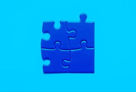Blue puzzles, the concept of success, the task is completedの写真素材