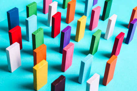 Colored dominoes in a row. Concept creative, logical thinking, art,Creativity inspirationの写真素材