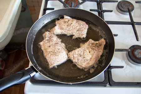 Pork pieces to stew in the panの写真素材